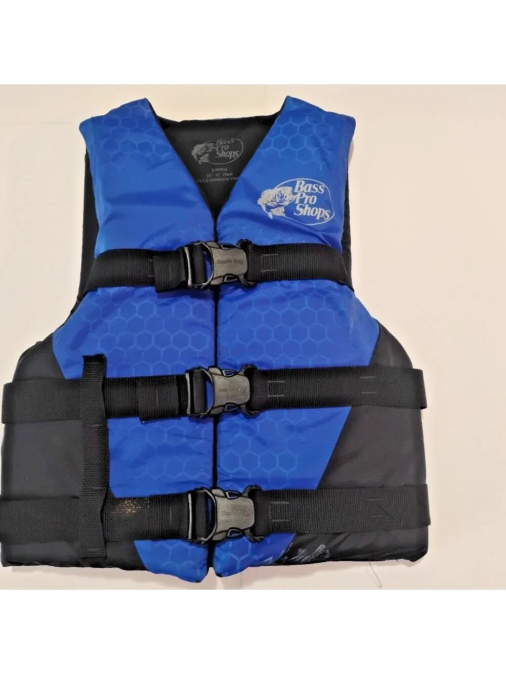 Bass Pro Shops Life Jacket Adult Petite  28-32 Chest  90 LBS Blue Swimming Vest